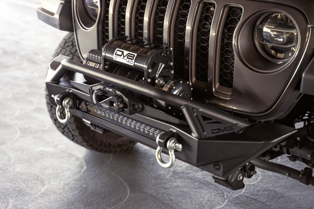Good Shot of a winch mounted on the 2007-2023 Jeep Wrangler JK/JL & Gladiator JT FS-1 Series Stubby Front Bumper
