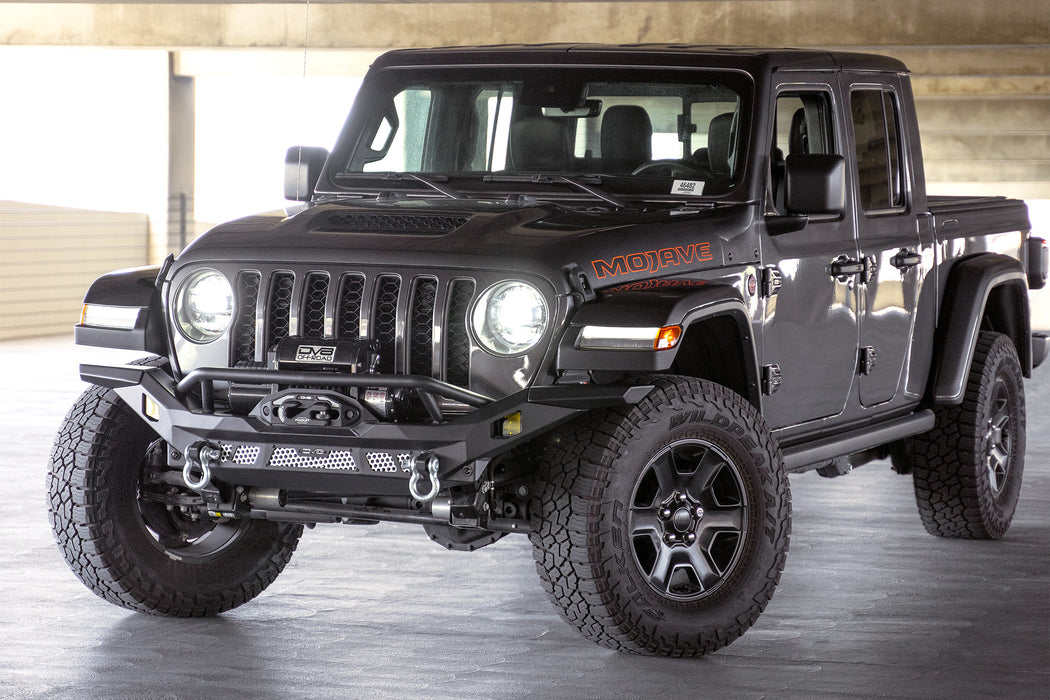 Headlights on with 2007-2023 Jeep Wrangler JK/JL & Gladiator JT MTO Series Front Bumper installed