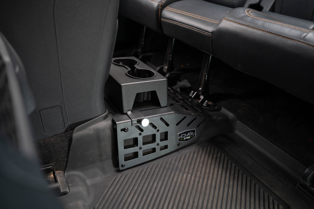 Adjustable position Rear Seat Cup Holder and Molle Panels for the 2021-2024 Ford Bronco