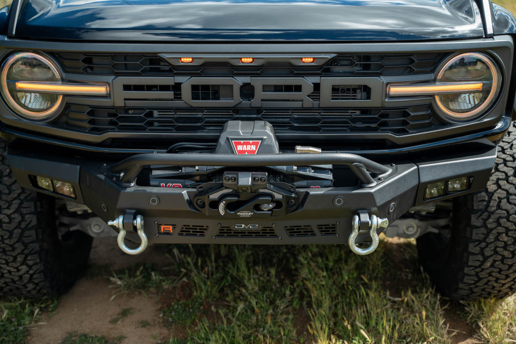Warn Winch on the Spec Series Winch Front Bumper for the 2021-2024 Ford Bronco Raptor