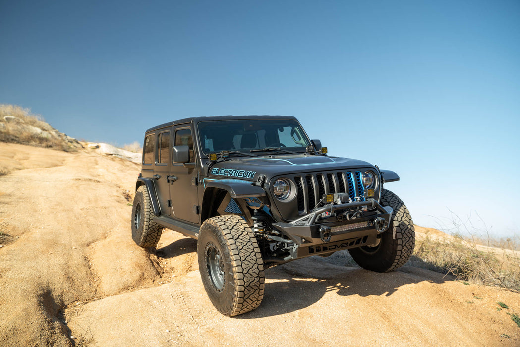 Rock climbing with the Dual Light Pod Mounts for the 2021-2023 Jeep Wrangler JL 4xe