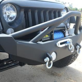 Hammer Forged Front Bumper on a blue Jeep