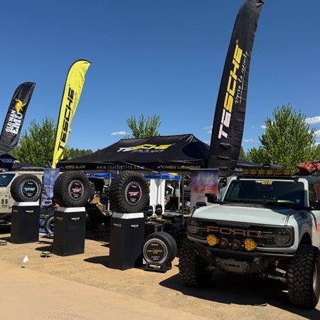 A Bronco outfitted in DV8 Offroad for Overland Expo West.