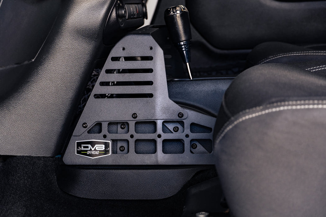 Detailed mounting options on the 2007-2018 Jeep Wrangler JK Center Console Molle Panels & Device Bridge