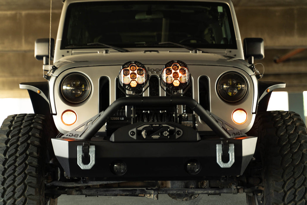 Slim Fender Flares for the 2007-2018 Jeep Wrangler JK, from front angle