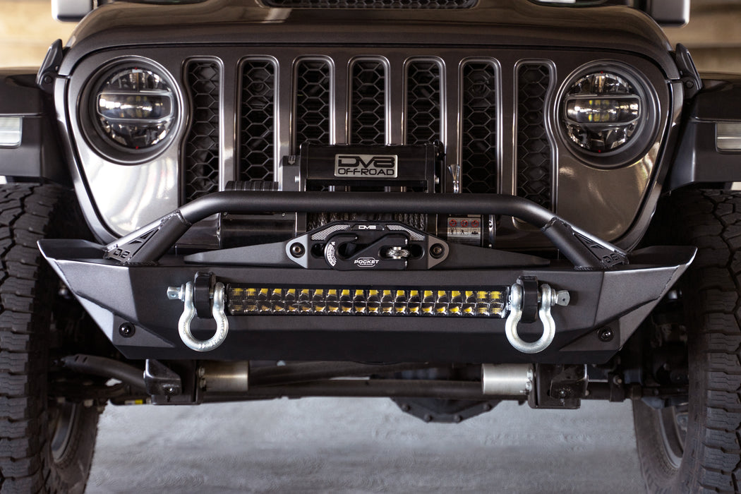 Light Bar, Winch, fairlead and d-rings on the 2007-2023 Jeep Wrangler JK/JL & Gladiator JT FS-1 Series Stubby Front Bumper