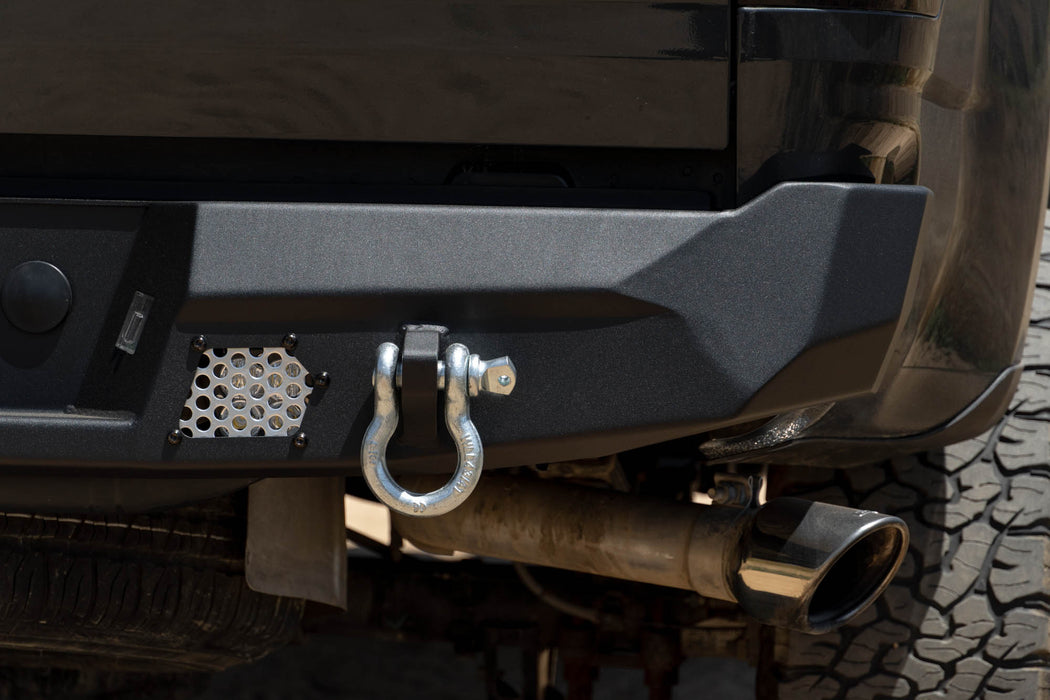 D-ring mounts and pod lights installed on the Made To Overland Rear Bumper for the 2014-2022 Chevy Colorado & 2015-2022 GMC Canyon