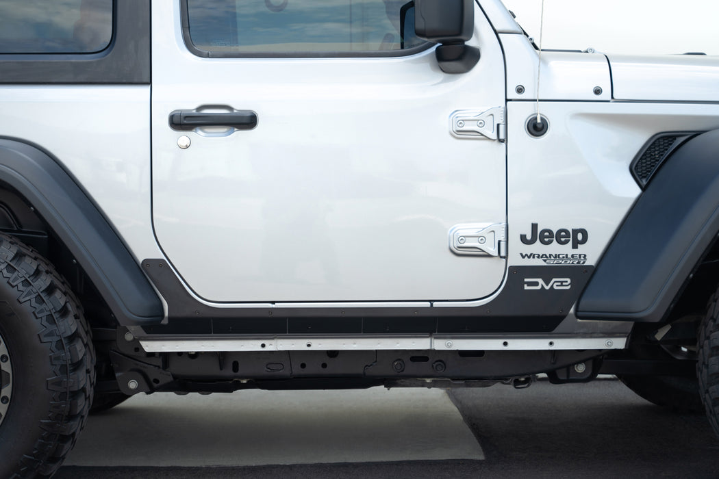 Near side view of 2018-2023 Jeep Wrangler JL 2-Door Rock Skins