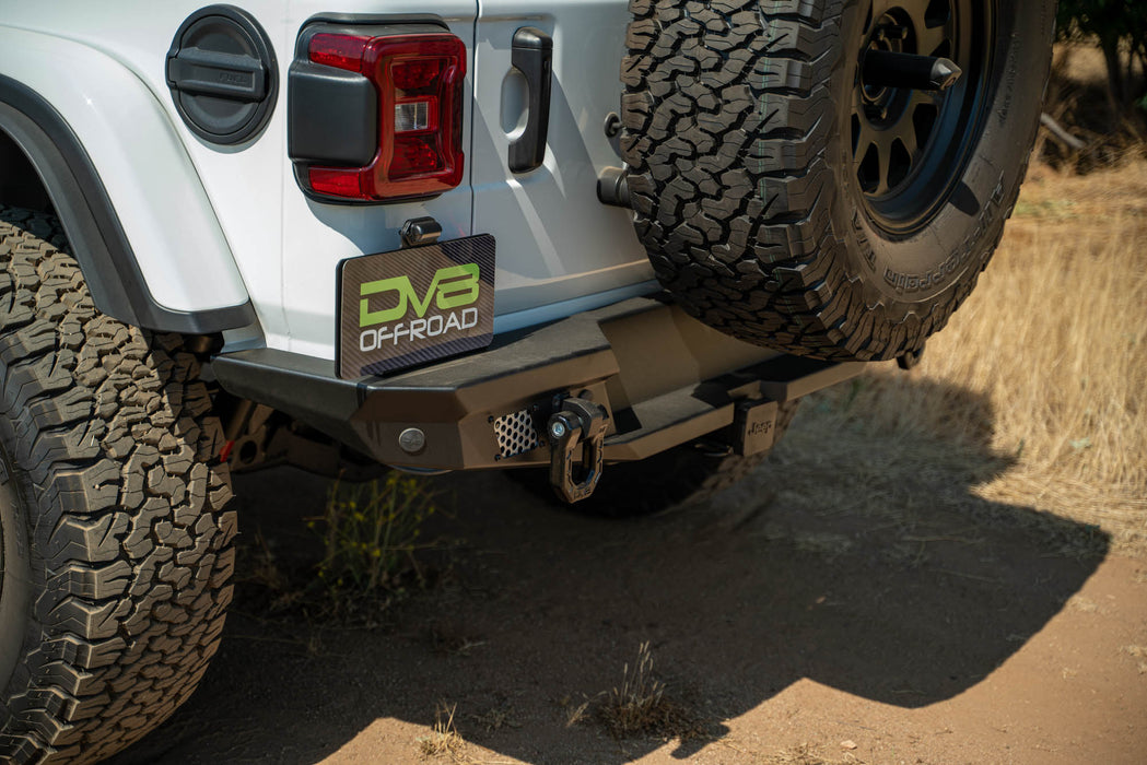 License Plate Position on the Made to Overland Series Rear Bumper for the 2018-2024 Jeep Wrangler JL