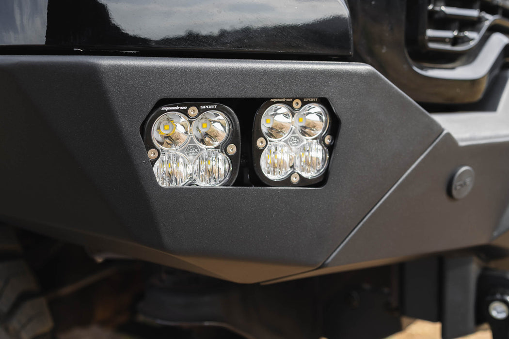 Dual 3" pod light mounting on the wings of the Spec Series Front Bumper for the 2020-2023 GMC Sierra 2500/3500