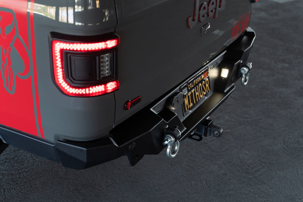 License plate lights and trailer plugs on the FS-15 Series Rear Bumper for the 2020-2023 Jeep Gladiator JT