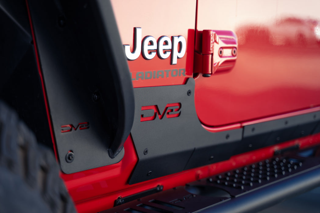 DV8 Logo cutout on 2020-2023 Jeep Gladiator JT Rock Skins