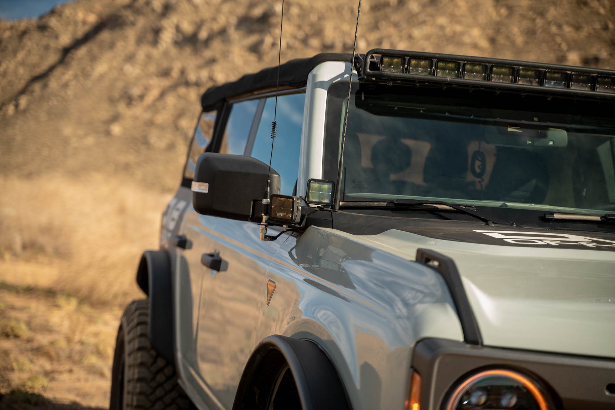 Bronco Raptor Rear Light Mounts 6th Gen Bronco A-Pillar Dual Ditch Light Brackets | DV8 Offroad