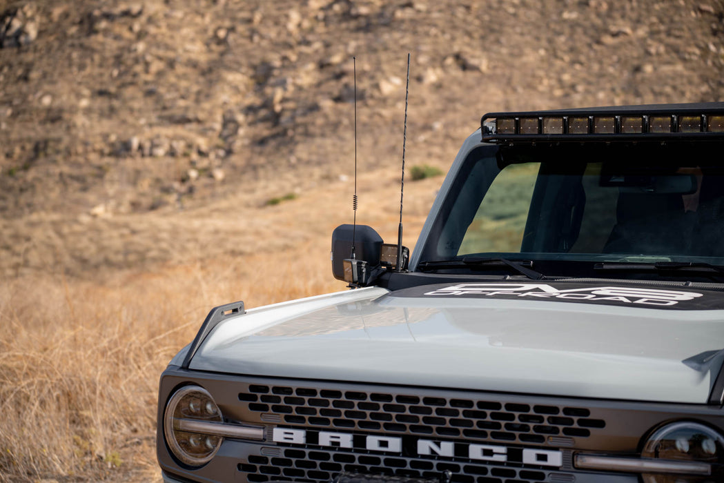 Low Profile A-Pillar Dual Light Pod Drop Mounts for the 2021-2023 Ford Bronco