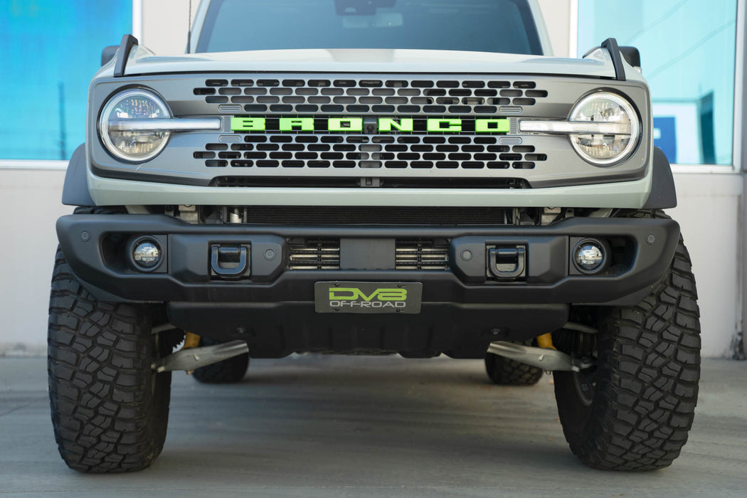 Front Profile of the Capable Bumper Slanted Front License Plate Mount for the 2021-2023 Ford Bronco