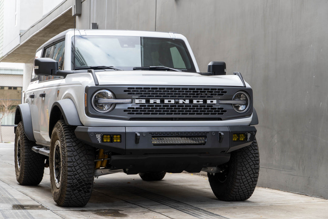 Auxiliary Lighting on the OE Plus Series Front Bumper V2 for the 2021-2024 Ford Bronco