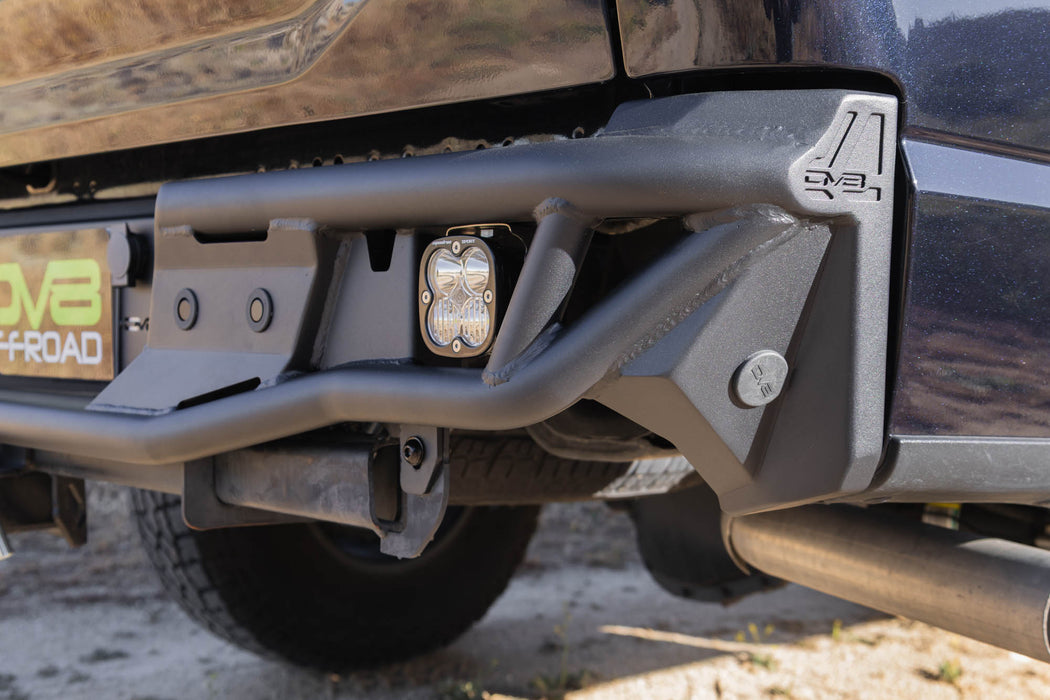 Tube design wraps around the light mounting point on the Tube Rear Bumper for the 2021+ Ford F-150