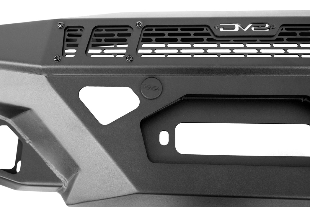 Studio shot of the Ford F-250/350 Spec Series Front Bumper with a rubber plug for the sensor hole.