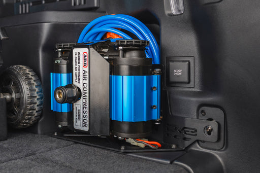 Air Compressor Mount for 6th Gen 4Runner i-Force MAX Cargo Area, shown with ARB compressor installed