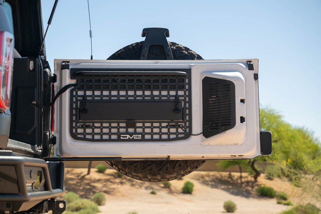 Bronco rear door with the tailgate molle panel.