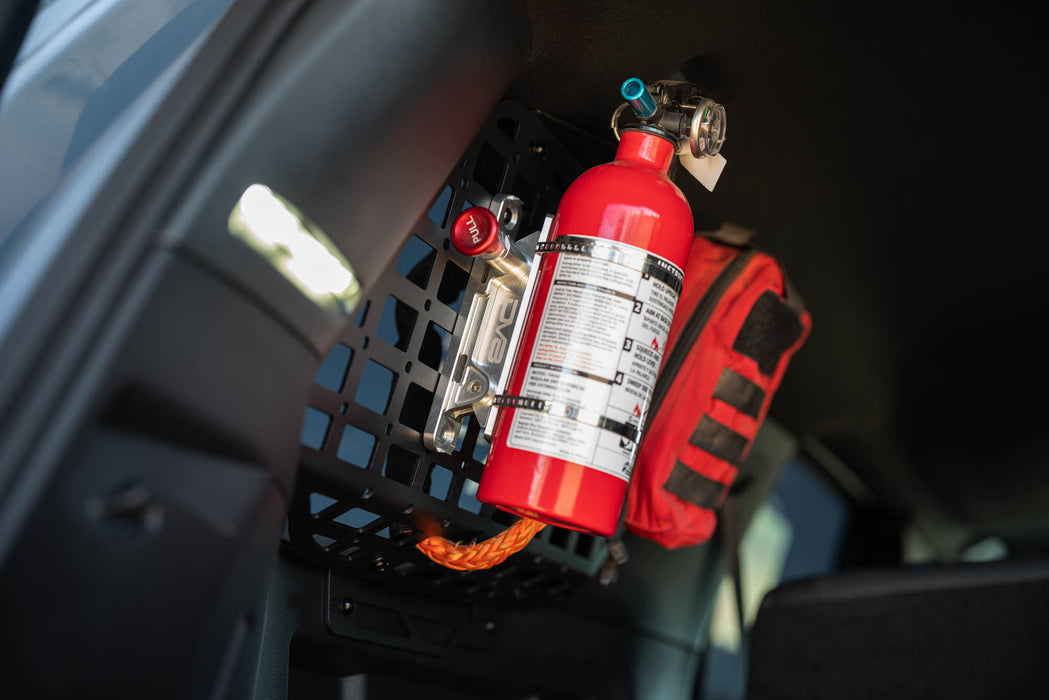 Fire extinguisher mount on the Rear Window Pocket Molle Panels for 6th Gen 4Runner