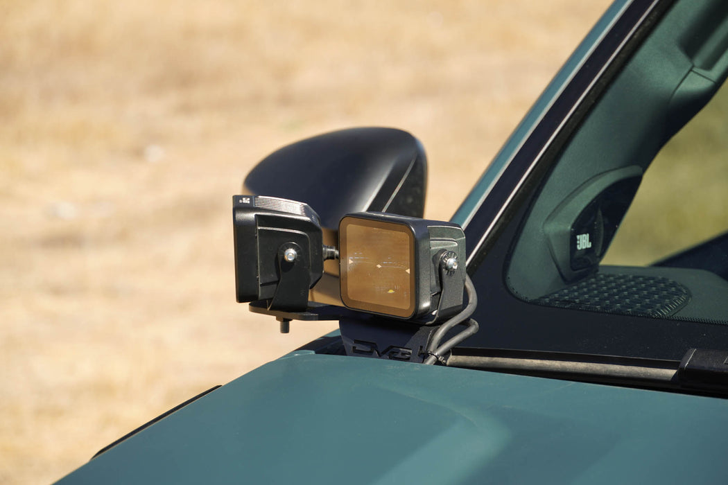 Side view of 6th Gen Toyota 4Runner Ditch Light Bracket with two light pods mounted