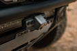 Angle view of Ford Bronco & Bronco Raptor Tube Front Bumper Camera Relocation Bracket installed