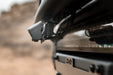 Close-up side view of installed Ford Bronco & Bronco Raptor Tube Front Bumper Camera Relocation Bracket 
