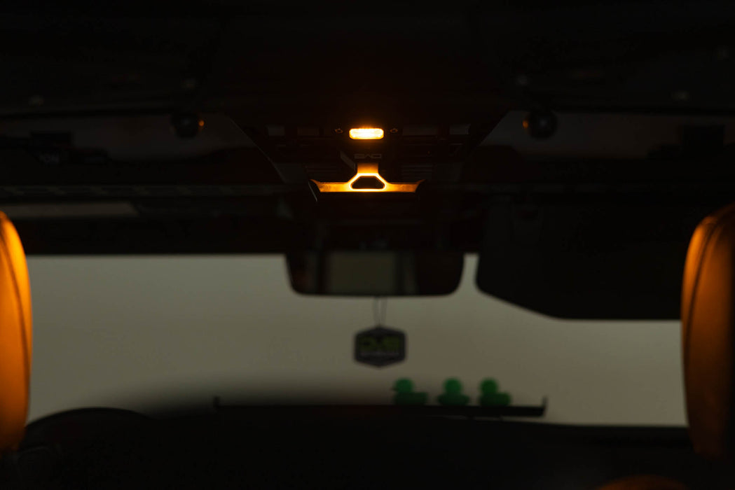 Elite White/Amber Push Button Dome Light mounted to interior overhead molle console 
