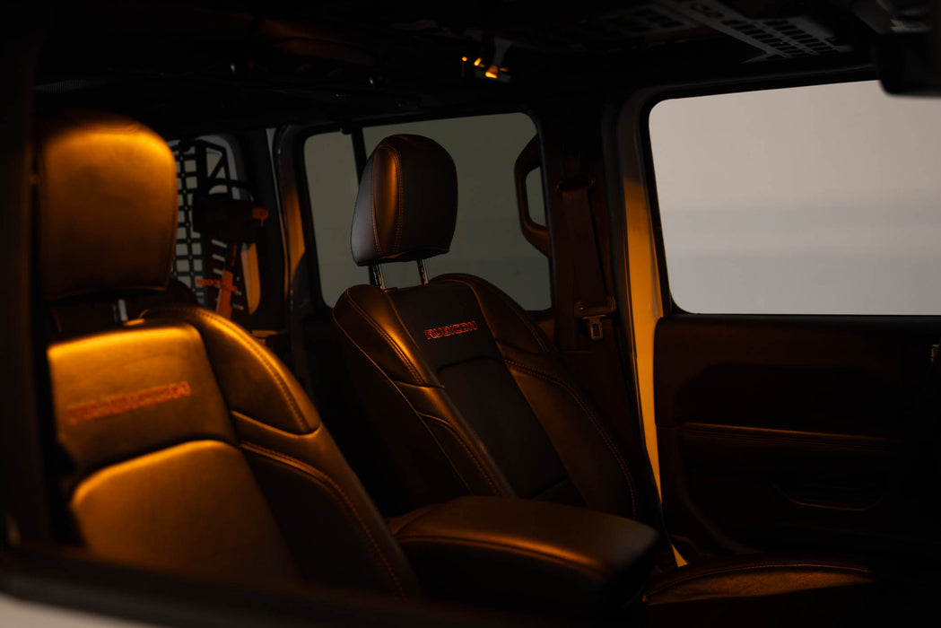 Elite White/Amber Push Button Dome Light turned on inside Jeep Rubicon