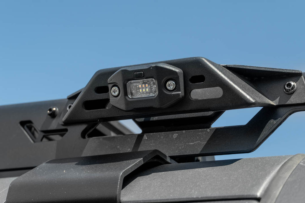 Elite White/Amber Push Button Dome Light mounted to roof rack side rail