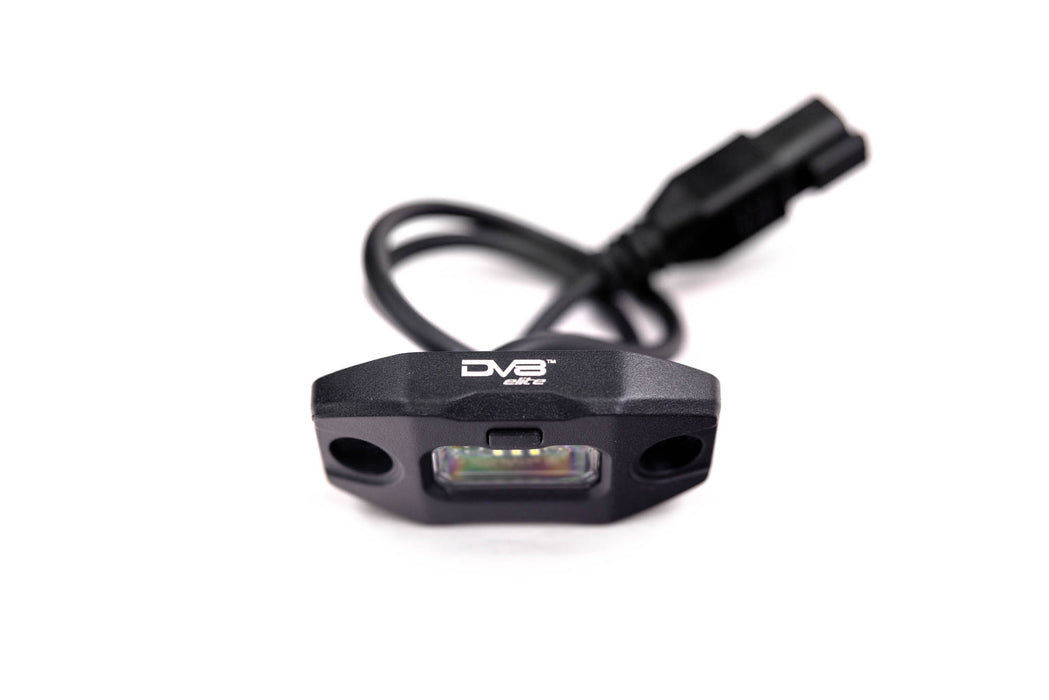 High view of Elite White/Amber Push Button Dome Light showing DV8 logo