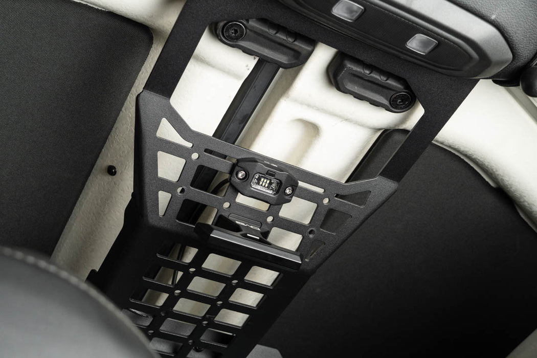 Elite White Push Button Dome Light mounted to interior console molle panel