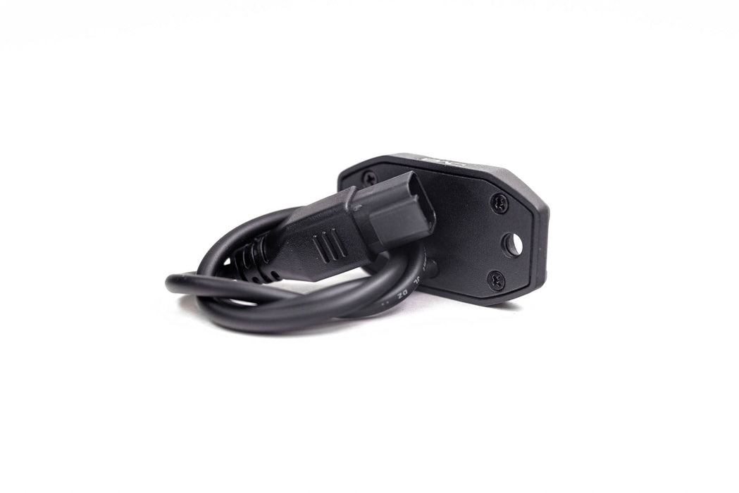 Backside view of Elite White Push Button Dome Light with waterproof Deutsch connector