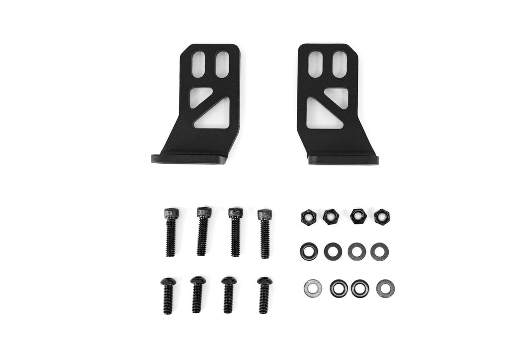 Baja Designs Linkable Lightbar Mount for DV8 Roof Rack Light Option set shown with included hardware