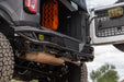 Close-up of Ford Bronco Rear Tube Bumper installed, and tire with a cloudy sky in the background