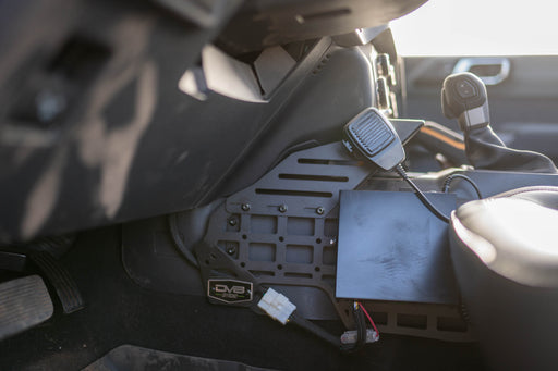 Center console molle panels with bridge in the Bronco.