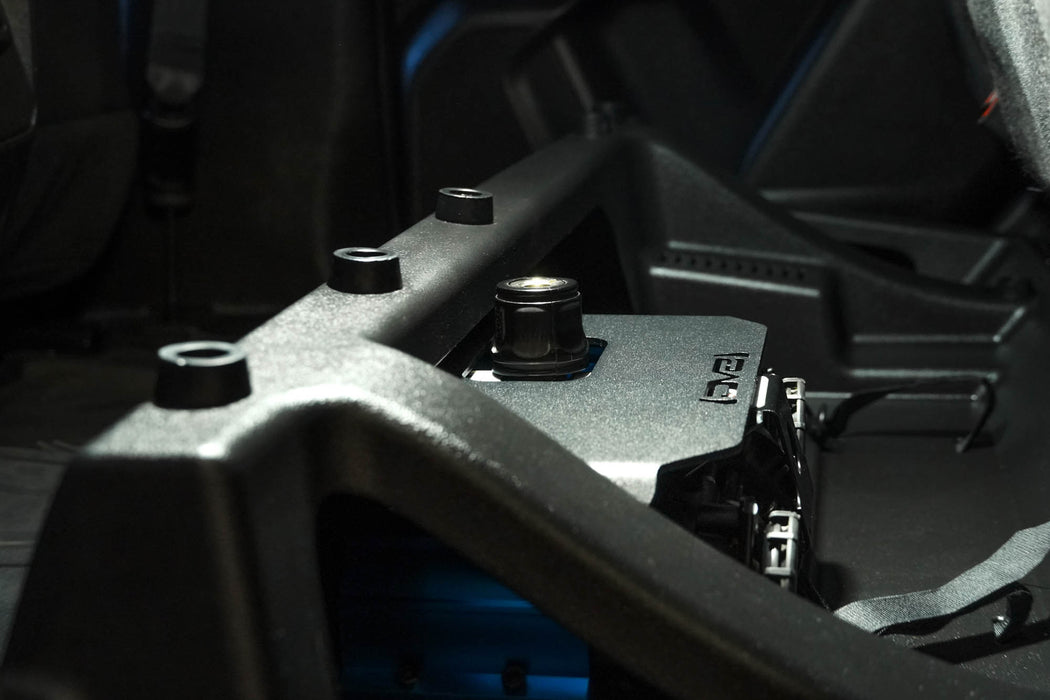 Side view of installed 2023+ Colorado/Canyon Rear Seat Air Compressor Mount