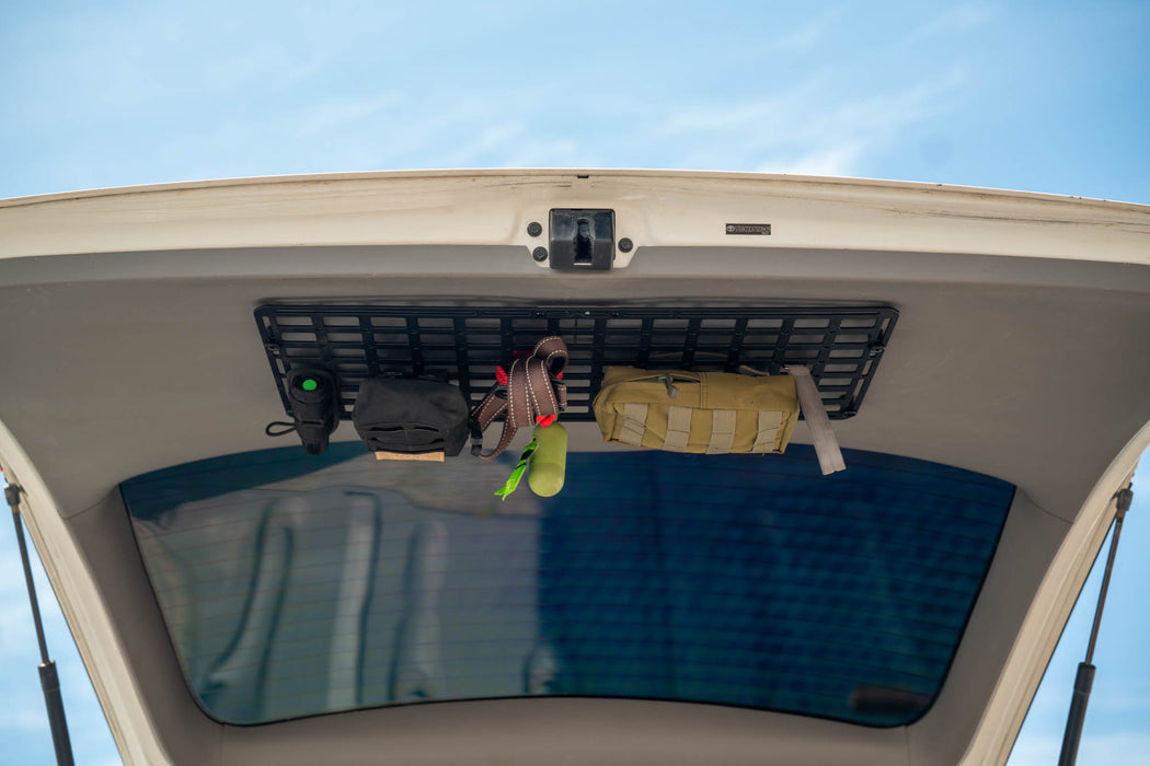 Rear tailgate with Universal Molle Panel installed.