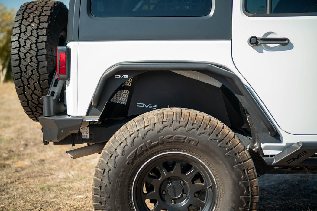 Jeep Wrangler JK Rear Inner Fenders installed on white wrangler.