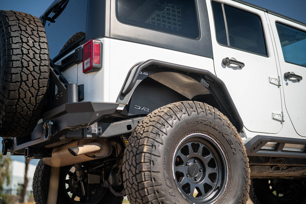 Jeep Wrangler JK Rear Inner Fenders installed on lifted white jeep.