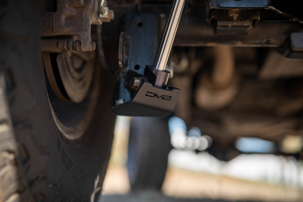 DV8 logo on the Jeep Wrangler JK Rear Shock & Link Skid Plates