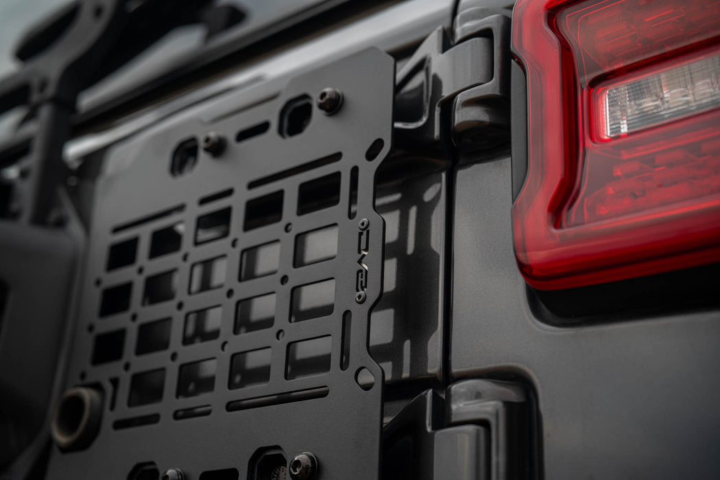 Jeep Wrangler JL Tailgate Reinforcement Molle Panel Installed, close up of molle pattern