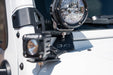 Close up view showing DV8 logo on the 2007-2018 Jeep Wrangler JK Dual Pod Light Mounts