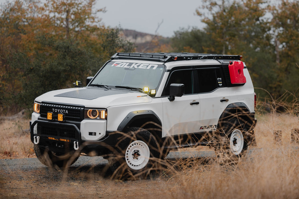 Toyota Land Cruiser with installed 2024+ Toyota Land Cruiser Ditch Light Brackets and DV8 LEDs