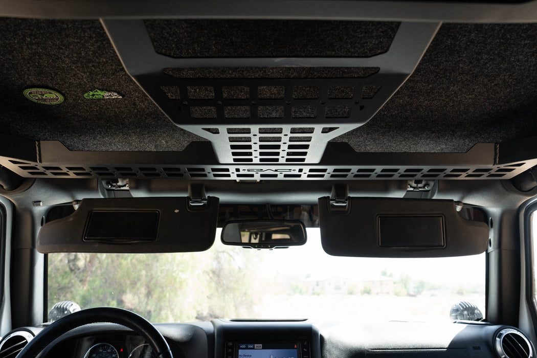 Full view of installed 2007-2018 Jeep Wrangler JK Overhead Molle Panel