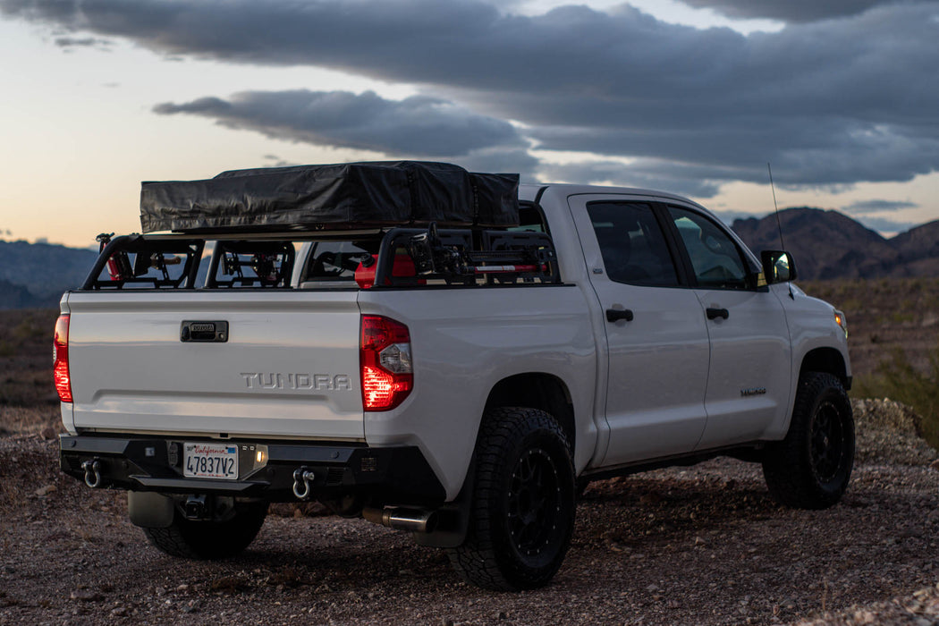 roof top tent pickup truck DV8 Offroad RRUN-03 MTO Series Full-Size Truck Bed Rack