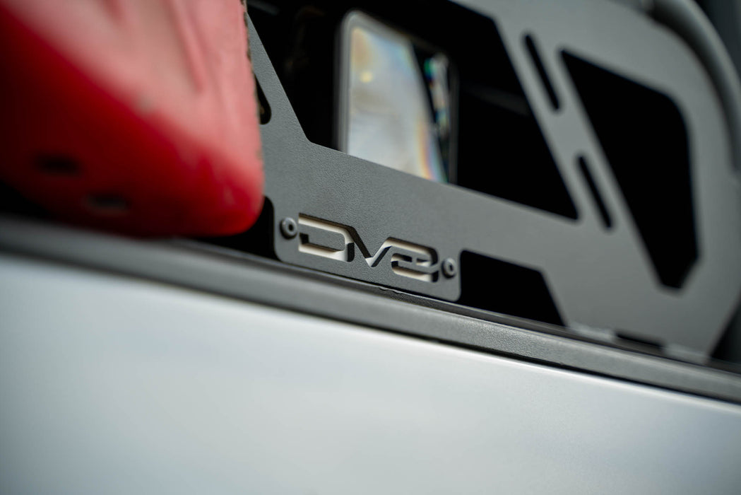 DV8 Logo cutout on the Universal MTO Series Mid-Size Truck Bed Rack