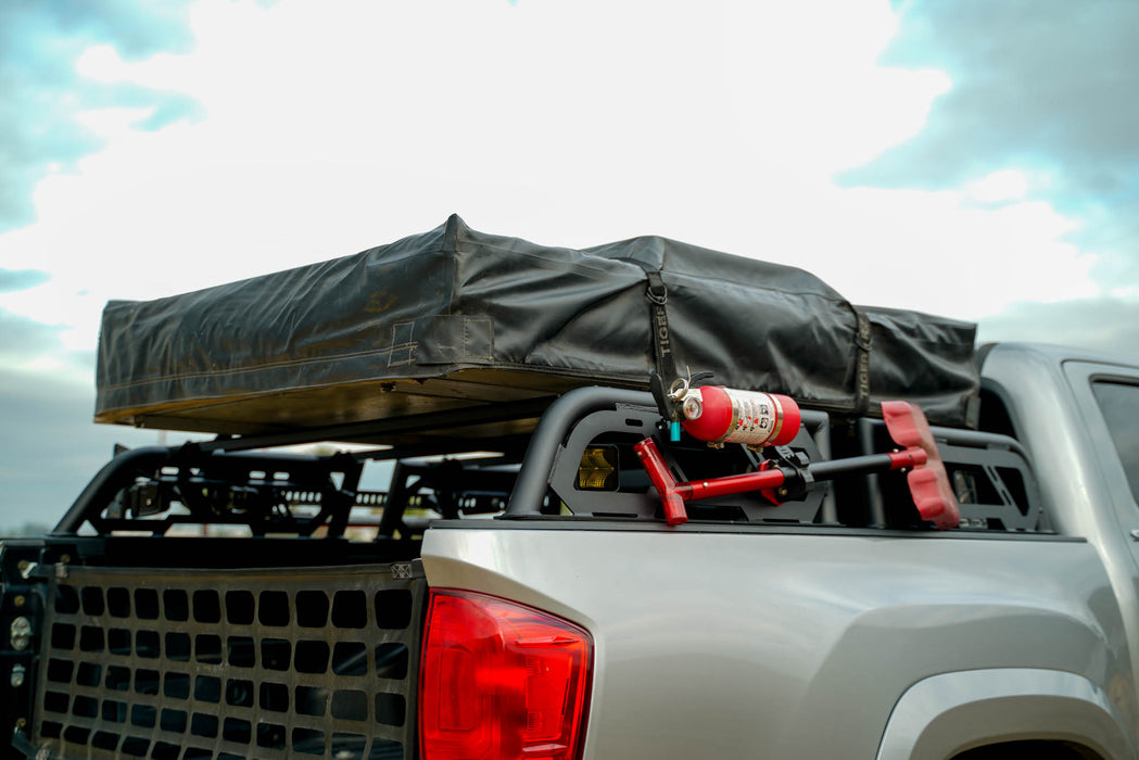 Accesories mounted to Universal MTO Series Mid-Size Truck Bed Rack