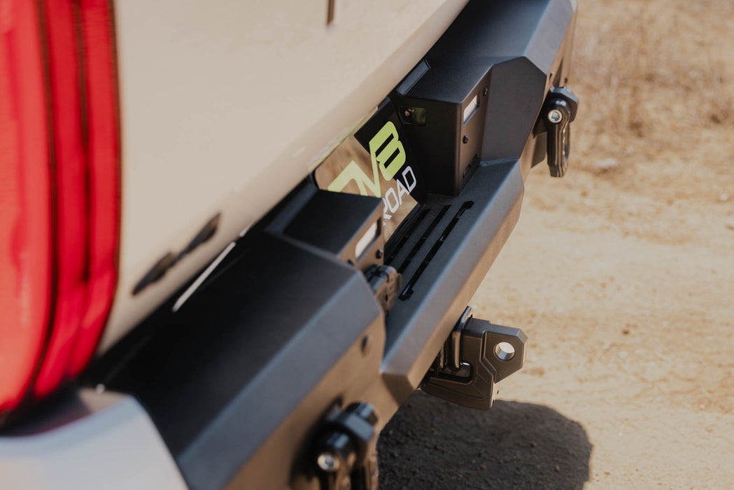 High-angle view showing clean fitment and integration of 2022+ Toyota Tundra Spec Series Rear Bumper